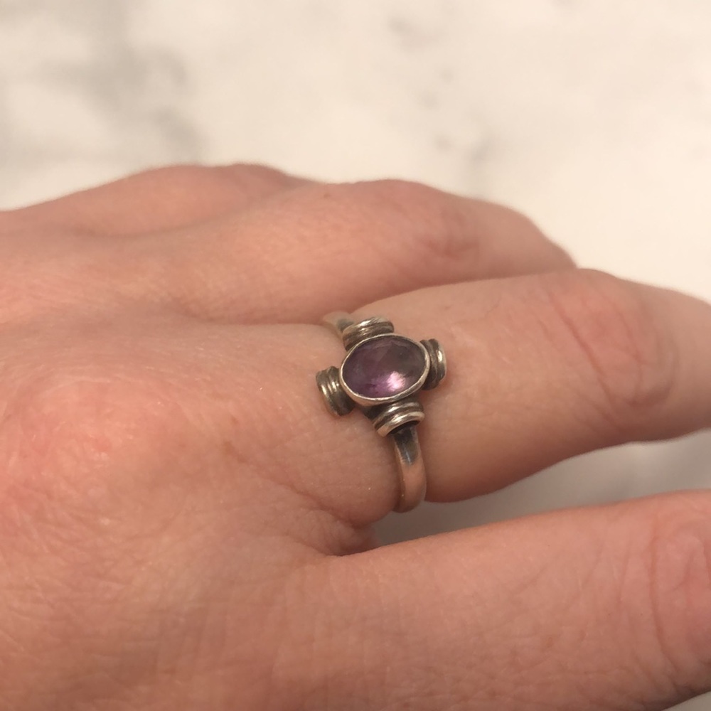 Faceted amethyst‎ handmade 925 sterling silver ring size 7.5